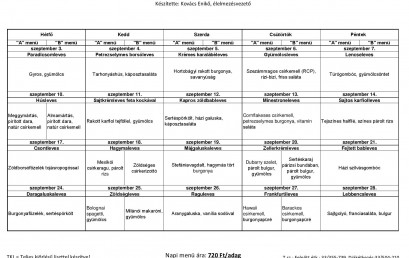Szeptemberi étlap